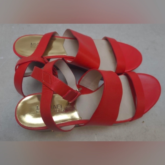 Michael Kors Poesy Red Wedge Platform Sandals Size 9 Used Exc  MSRP $150 - Picture 4 of 8